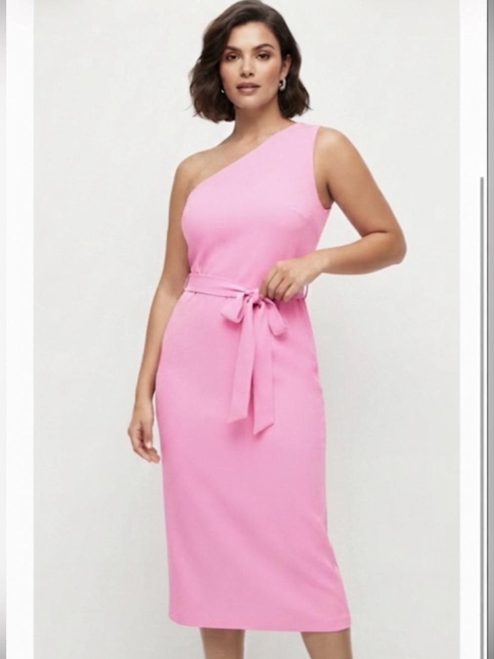 LIKE NEW VICI Ribbed One Shoulder Belted Midi Dress